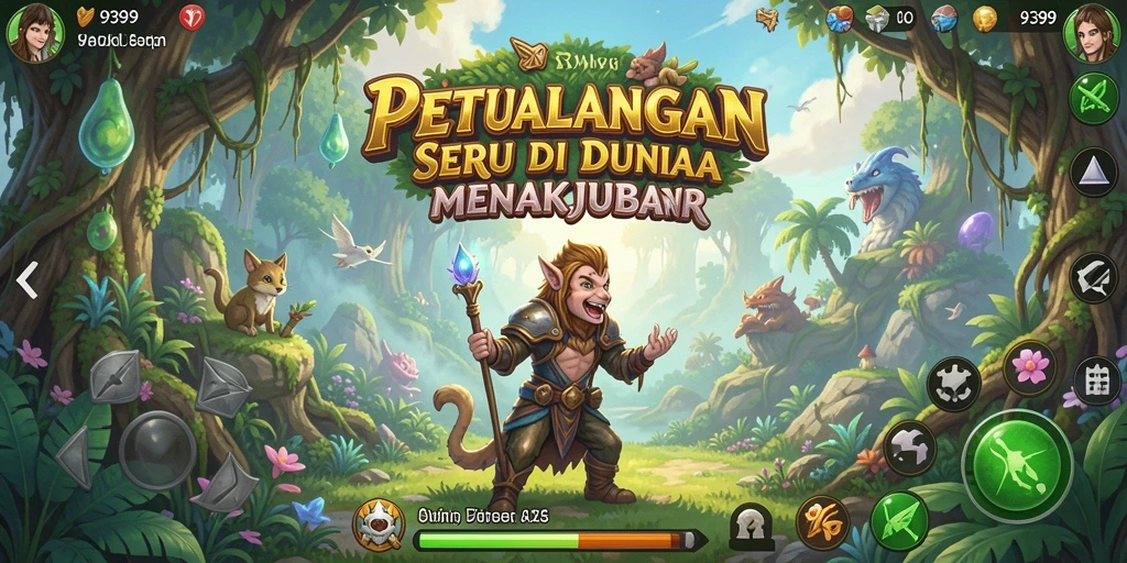 Screenshot gameplay 9399 dengan aksi petualangan yang mendebarkan.