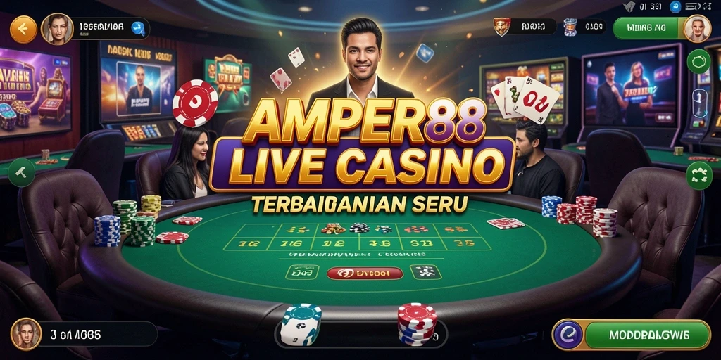 Tampilan gameplay Live Casino AMPER88 yang mendebarkan dan interaktif.