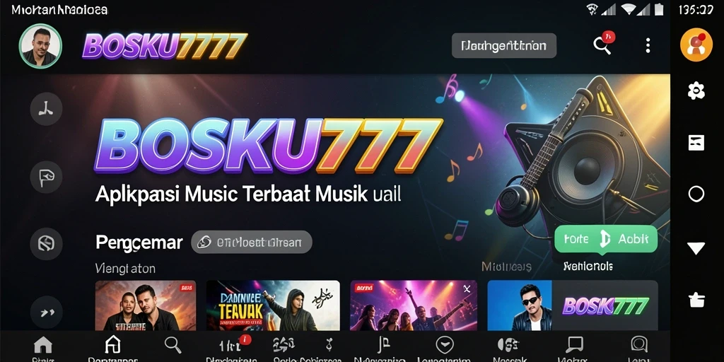 Screenshot utama menunjukkan pengalaman mendengarkan musik yang seru.
