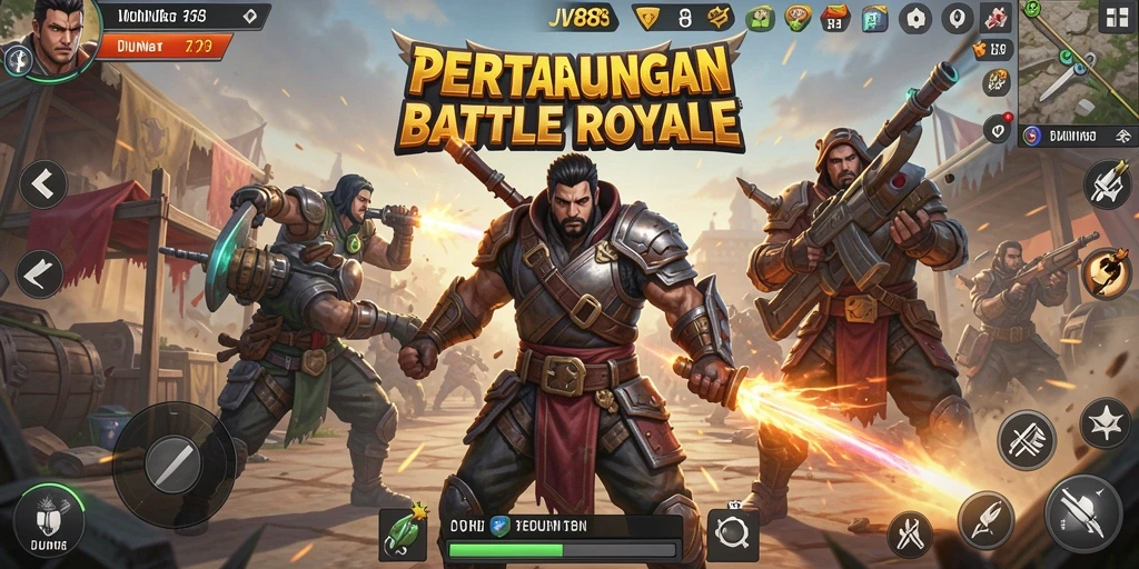 Gameplay seru JV88 dalam pertarungan Battle Royale.