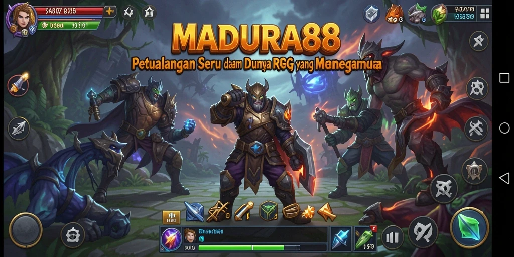 Screenshot gameplay MADURA88 menampilkan aksi pertempuran yang seru.