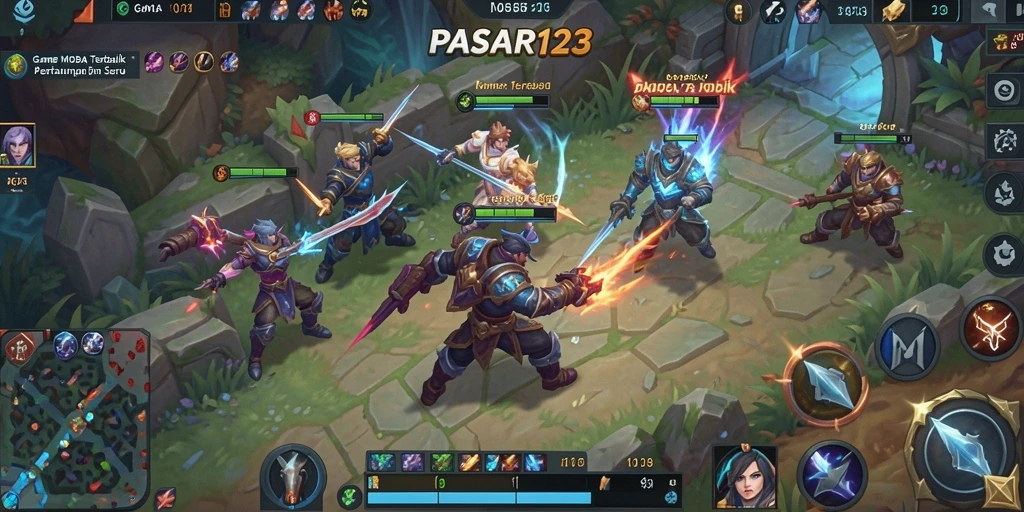 Screenshot menunjukkan pertarungan seru antara hero dalam PASAR123.