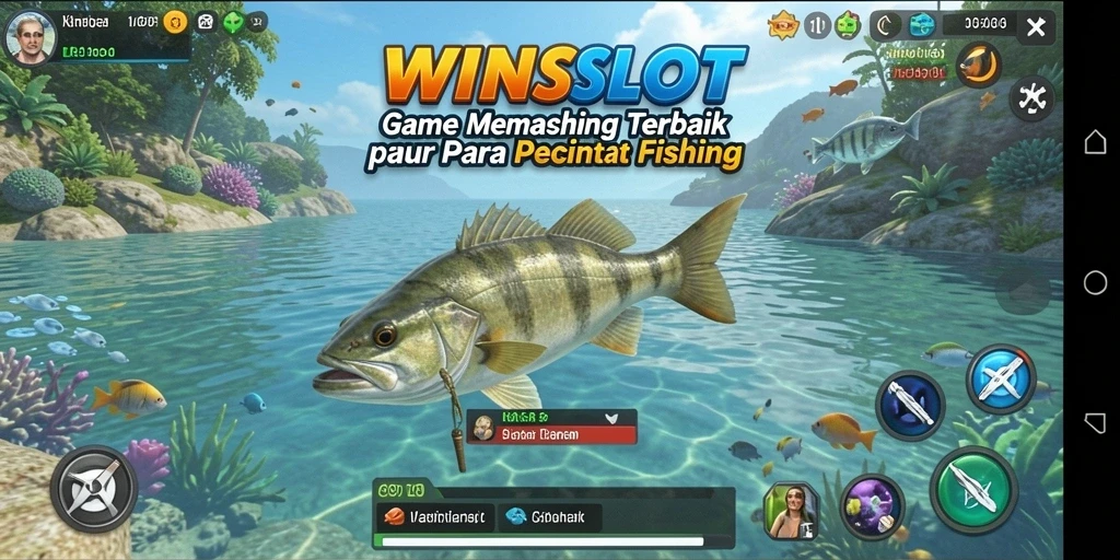 Screenshot permainan WINSLOT menunjukkan aksi memancing yang mendebarkan.